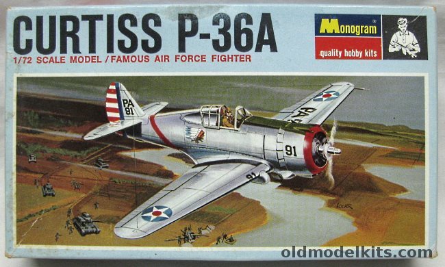 Monogram 1/72 Curtiss P-36A Blue Box Issue, PA145-70 plastic model kit